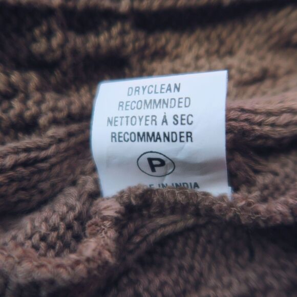 ANTHROPOLOGIE Brown Cable Knit Cardigan Size M/L Longline Varsity Stripes Preppy - Picture 11 of 11